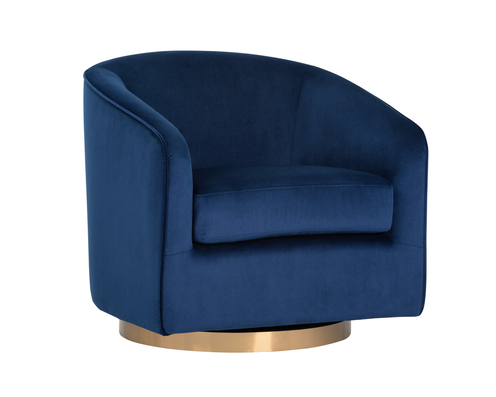 Hazel Swivel Lounge Chair - Gold - Navy Blue Sky | Sunpan Furniture - 104001