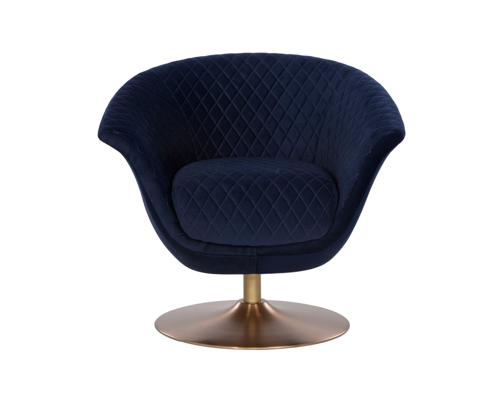 Carine Swivel Lounge Chair - Quilted Abbington Navy | Sunpan Furniture - 108045