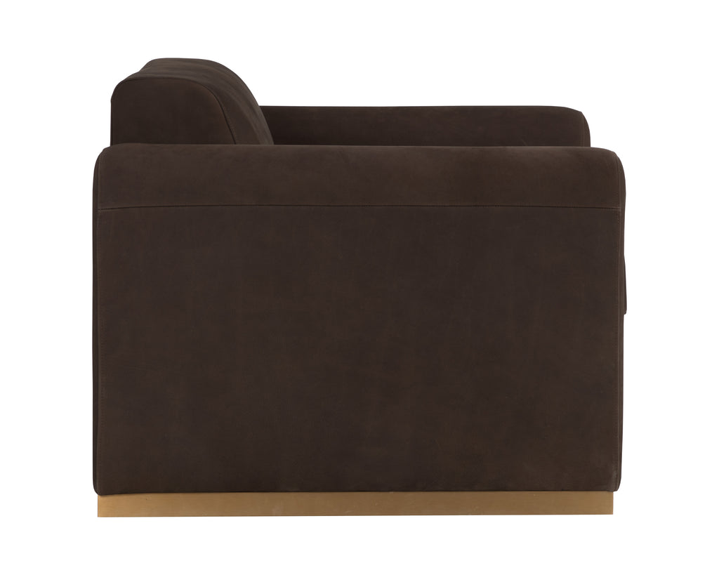 Romer Armchair - Gold - Nubuck Cocoa Leather | Sunpan Furniture - 111838