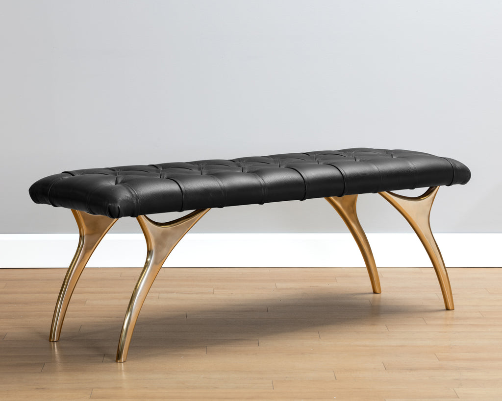 Taylen Bench - Black Leather | Sunpan Furniture - 105604