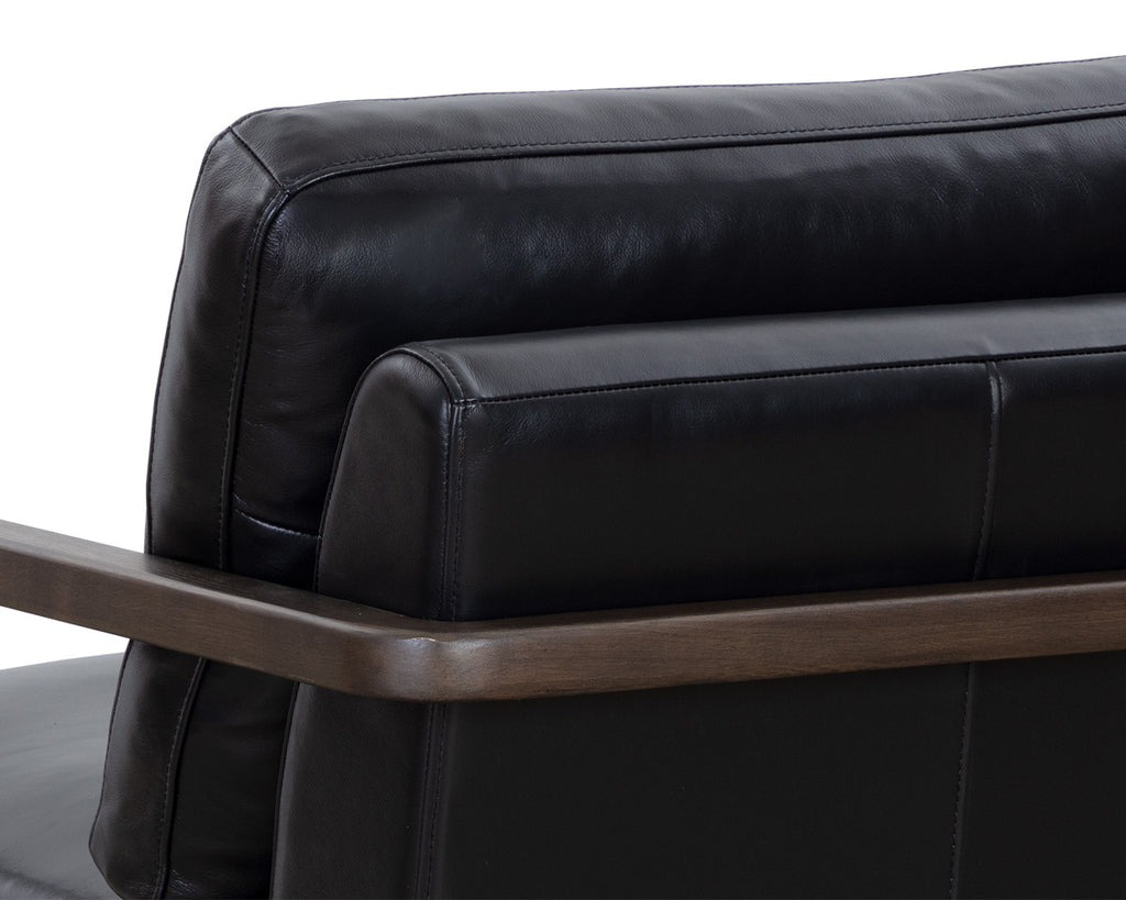 Castell Swivel Lounge Chair - Brown - Cortina Black Leather | Sunpan Furniture - 111248