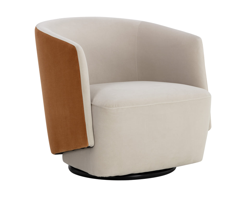 Sarina Swivel Lounge Chair - Meg Taupe / Meg Gold | Sunpan Furniture - 109912