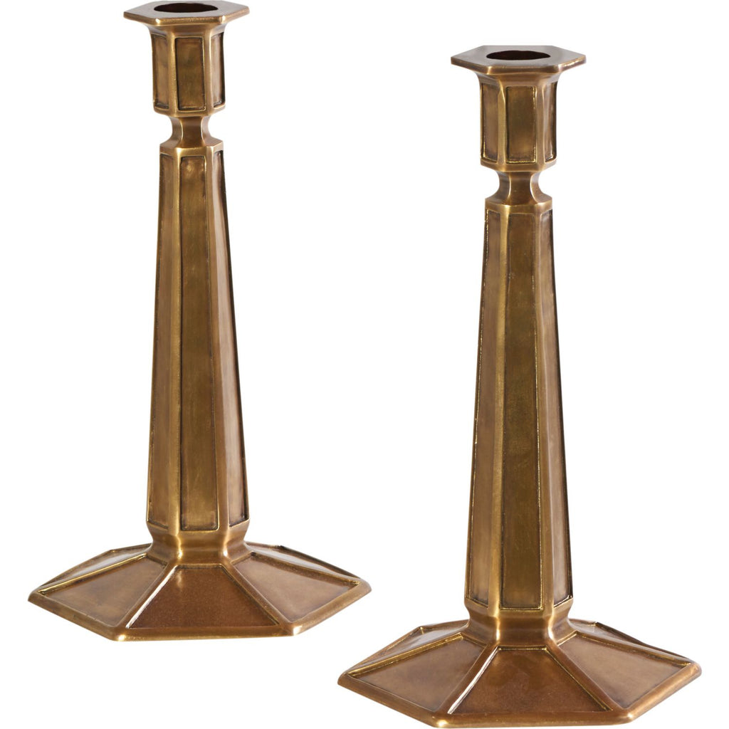 Pair Of Antique Brass Candleholders | Maitland Smith - 8177-16