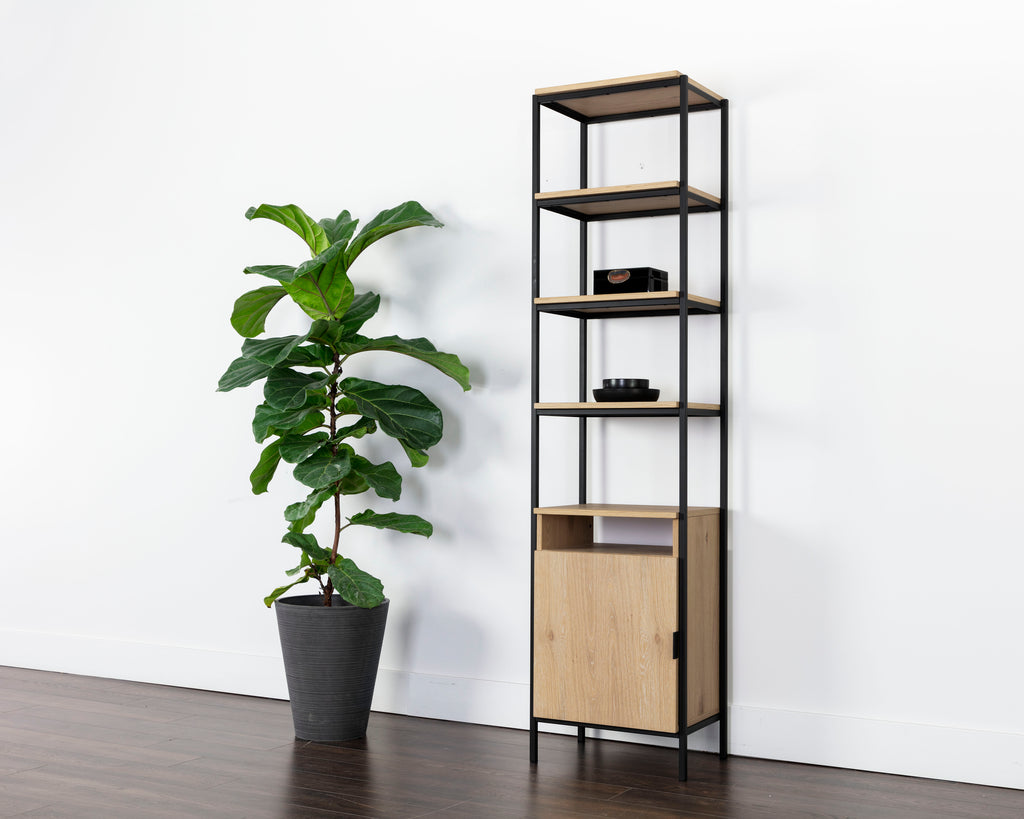 Ambrose Modular Bookcase - Small - Rustic Oak - Black | Sunpan Furniture - 108793