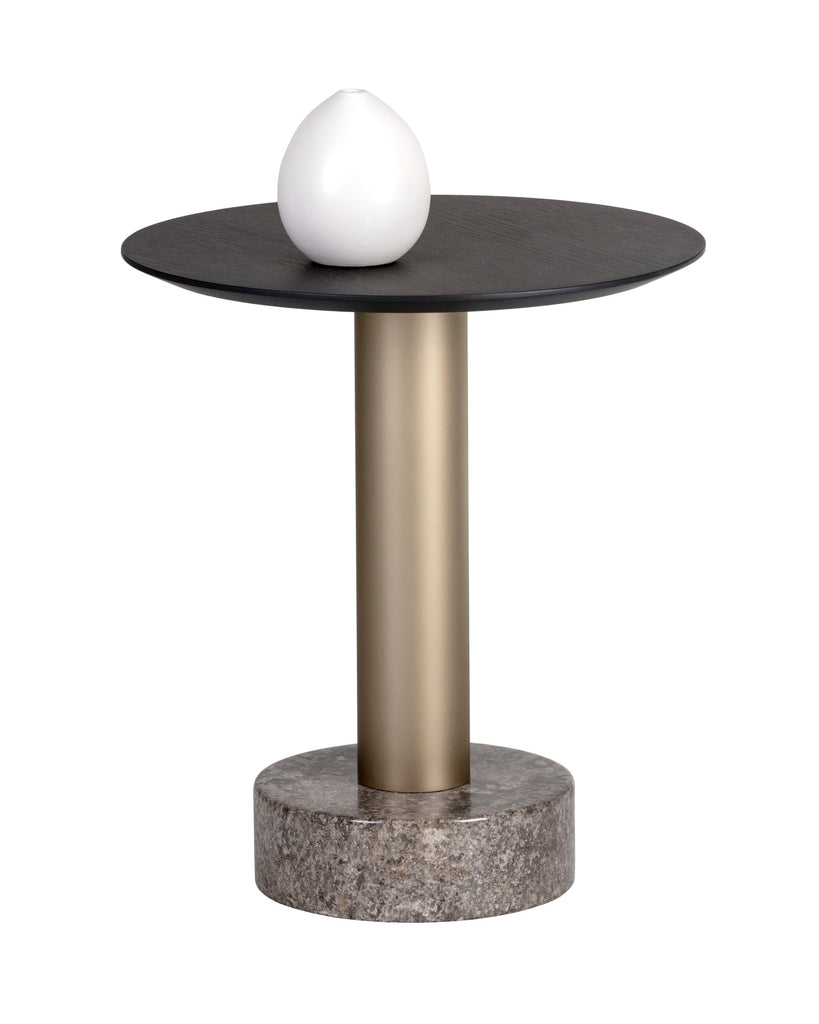 Monaco End Table - Gold - Grey Marble / Charcoal Grey | Sunpan Furniture - 104629