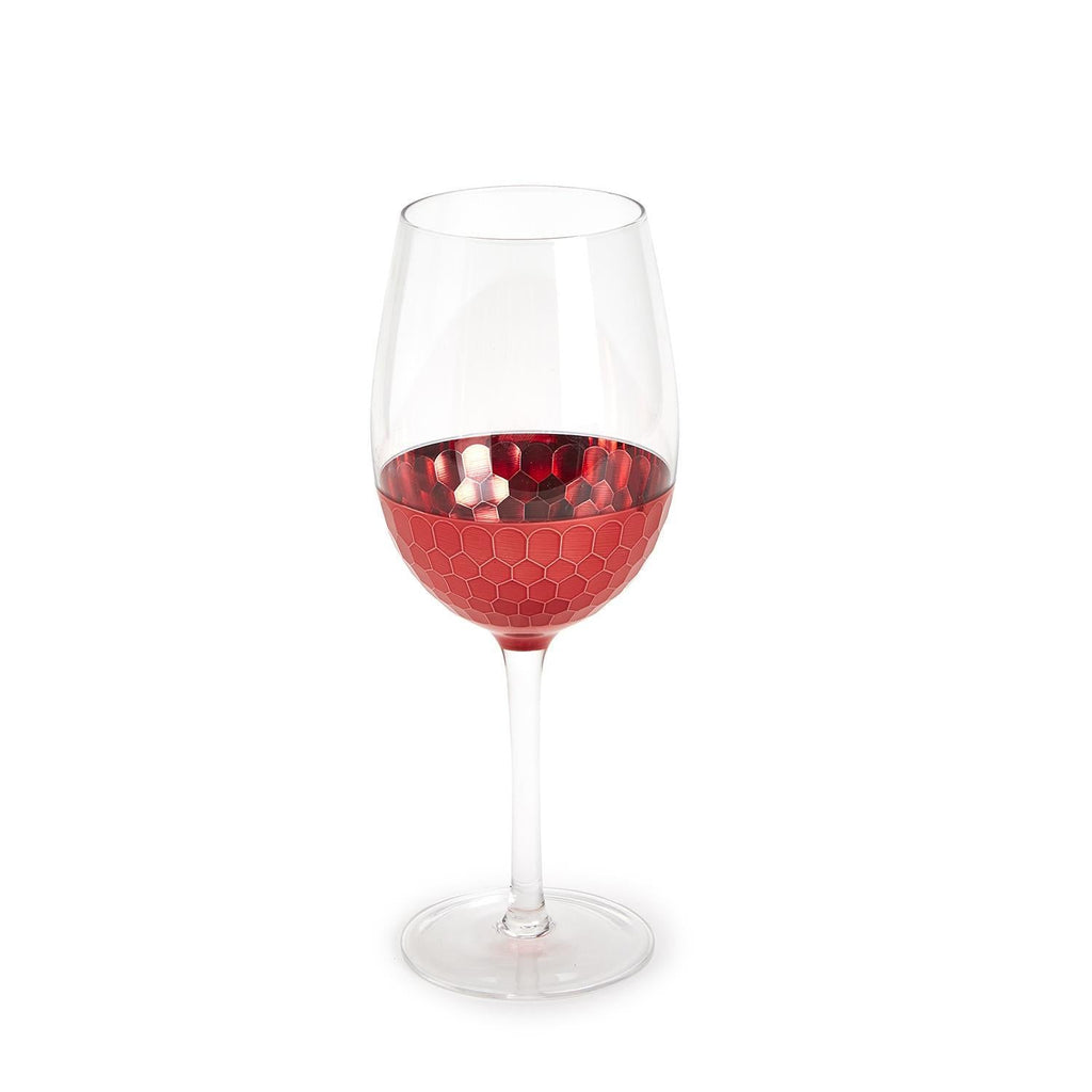 Two's Company Red Hot Set of 4 Pc Faceted Wine Glasses