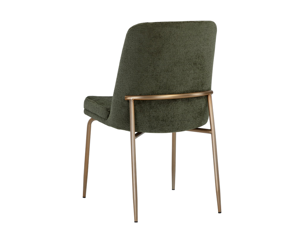 Zeke Dining Chair - Antique Brass - Bergen Olive | Sunpan Furniture - 109171