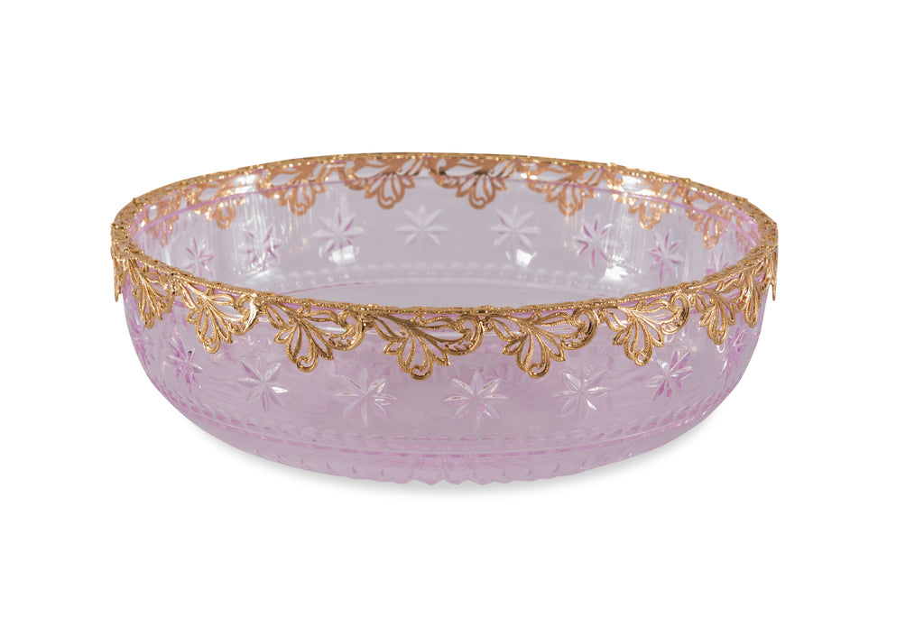 Pink Carved Crystal Bowl | Maitland Smith - 8354-21