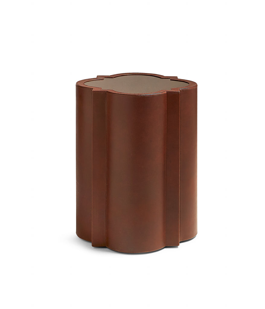 Brown Glass & Leather Spot Table | Maitland Smith - 8396-30