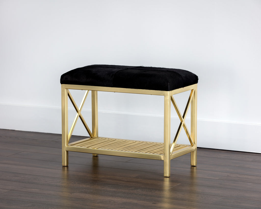 Bria Bench - Antique Brass - Black | Sunpan Furniture - 104807