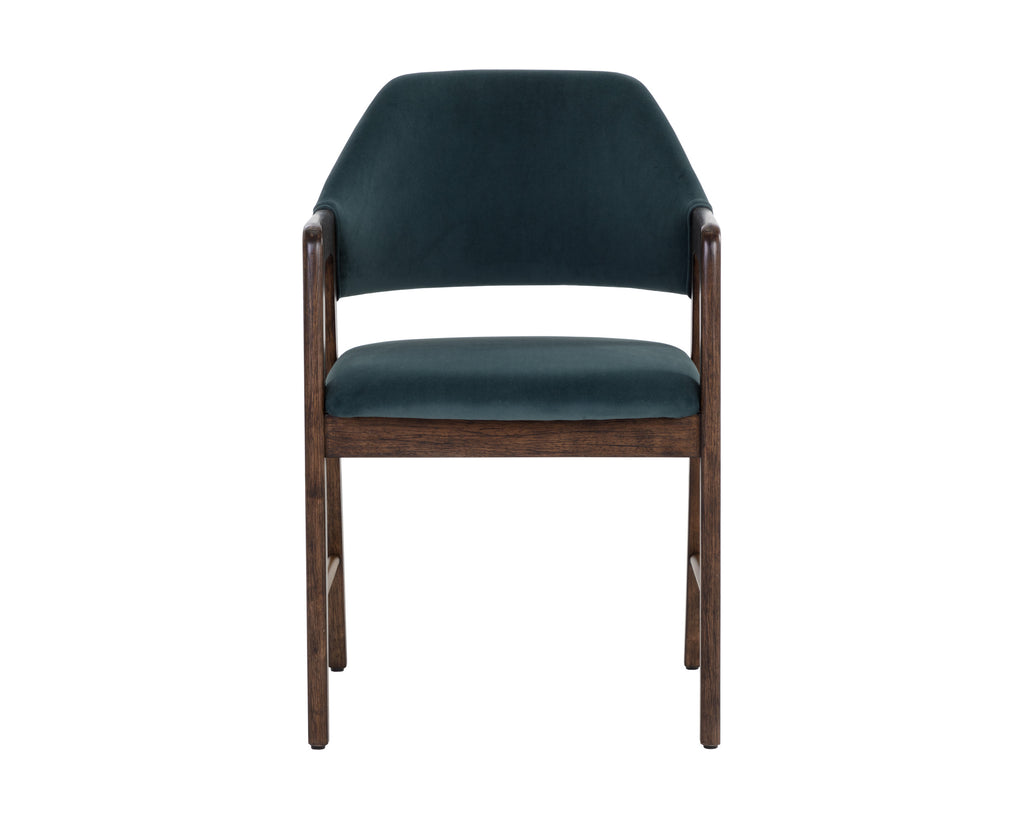 Milton Dining Armchair - Smoke Acacia - Meg Dusty Teal | Sunpan Furniture - 109807