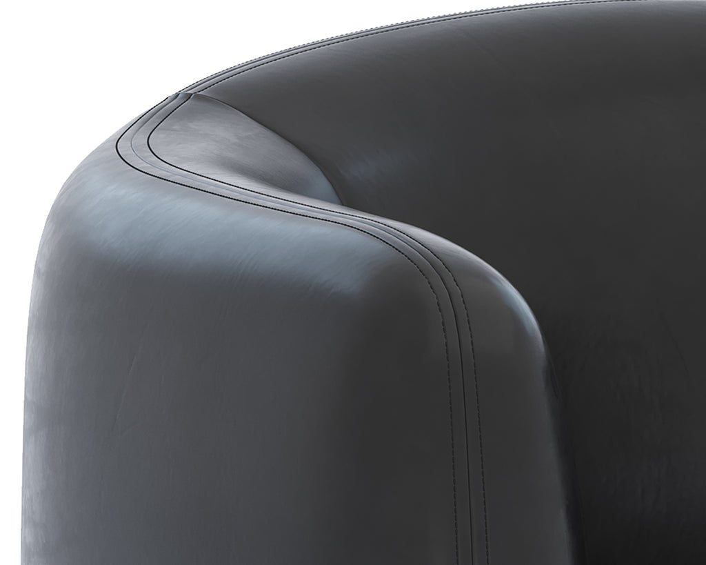 Trine Lounge Chair - Dark Brown - Vintage Black Night Leather | Sunpan Furniture - 111408