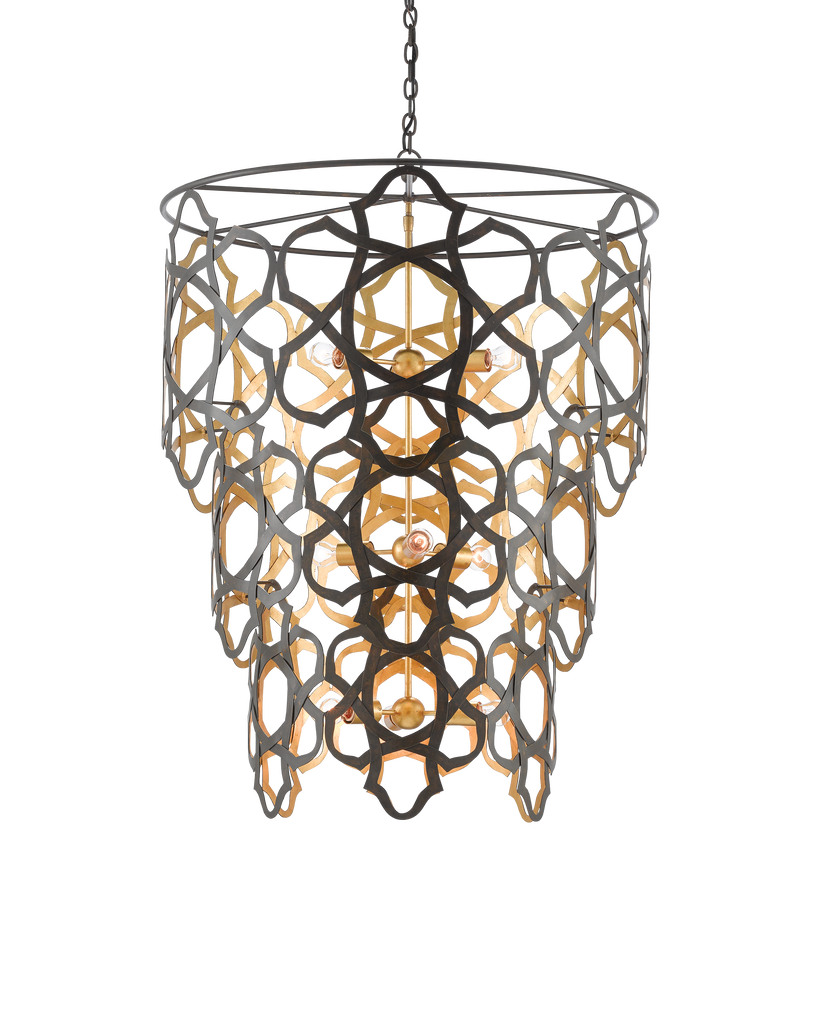 Currey & Co Mauresque Large Bronze & Gold Chandelier | 9000-0381