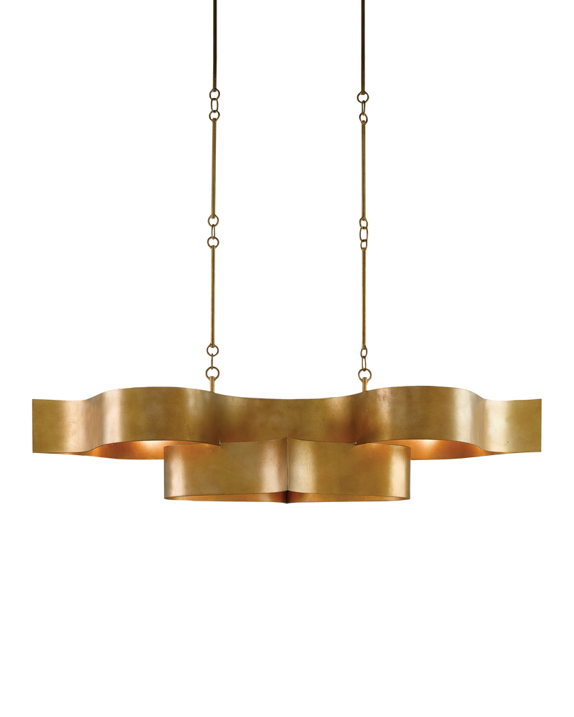 Currey & Co Grand Lotus Gold Oval Chandelier | 9000-0046