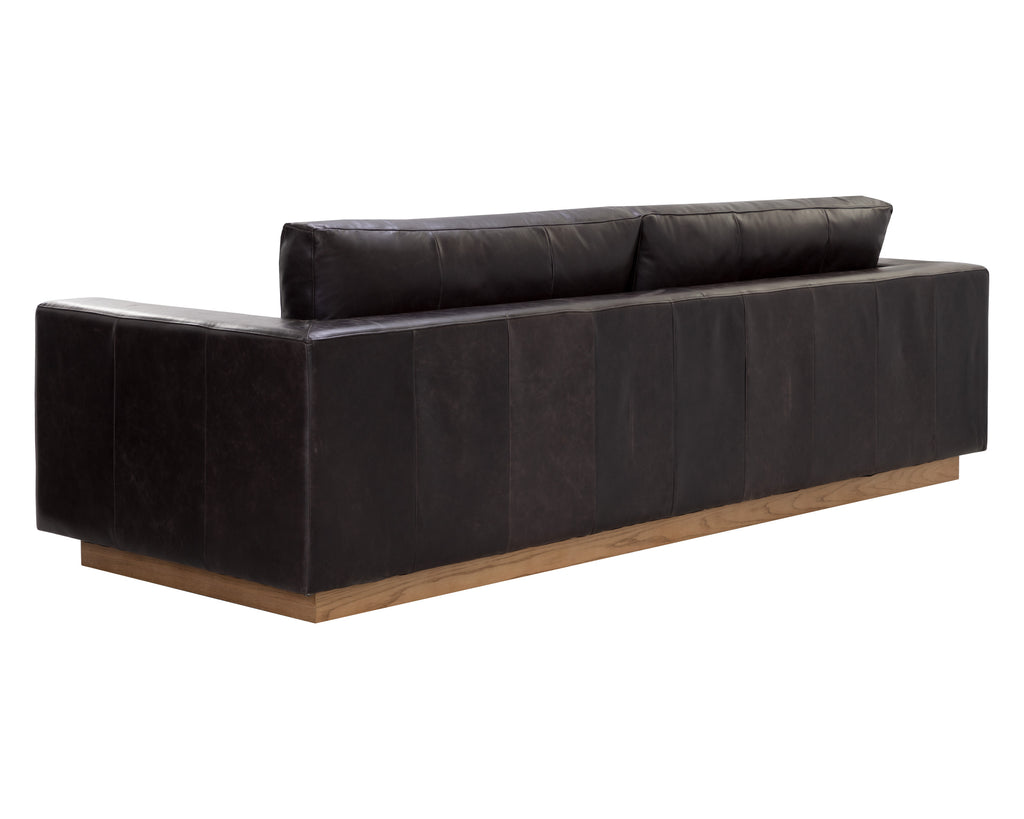 Anakin Sofa - Light Oak - Tuscany Warm Black Leather | Sunpan Furniture - 111216