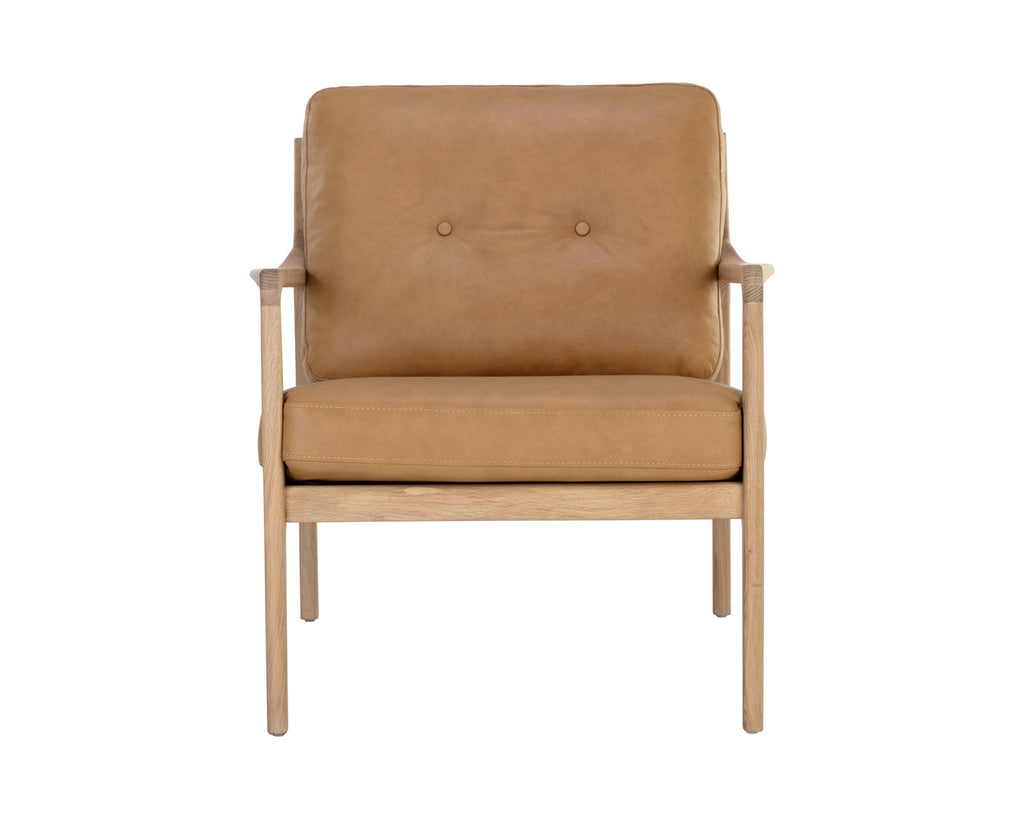 Gilmore Lounge Chair - Light Oak - Sahara Camel Leather | Sunpan Furniture - 111061