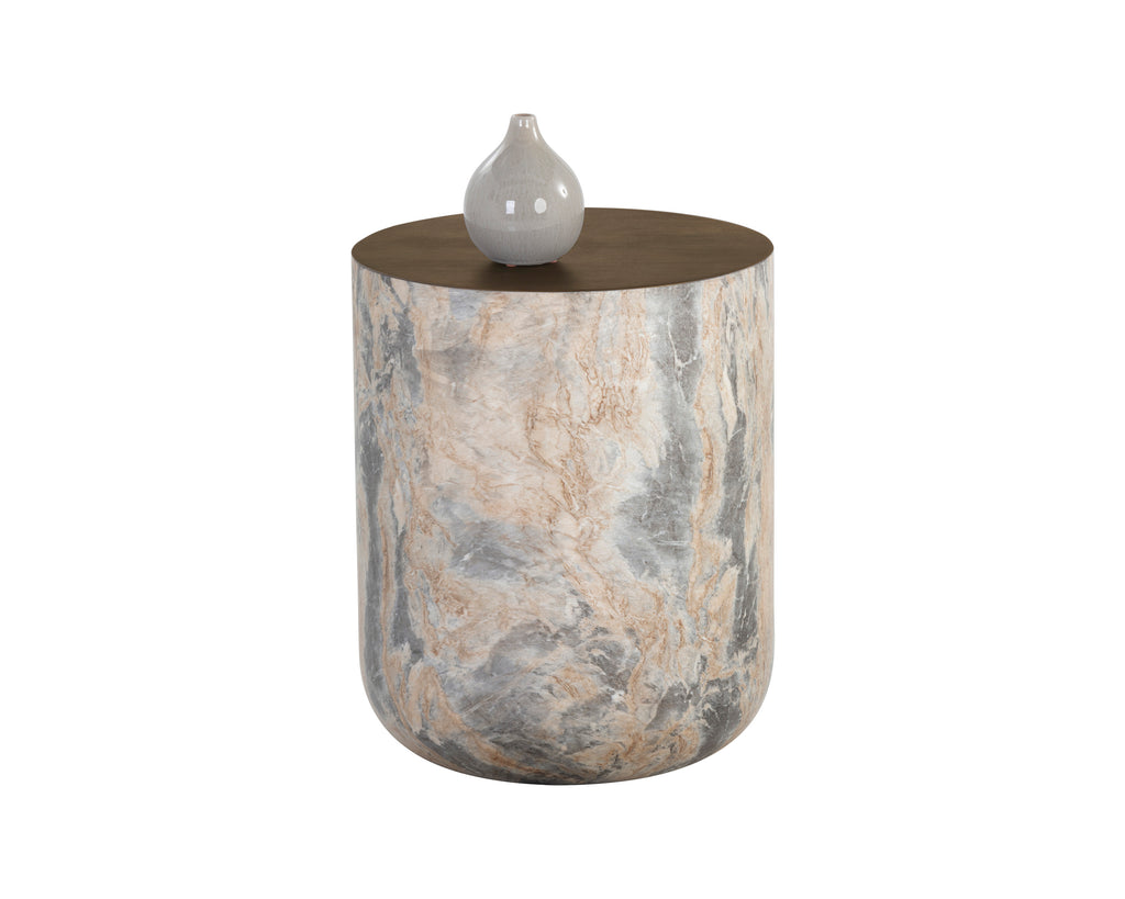 Diaz End Table - Marble Look - Antique Brass | Sunpan Furniture - 107199