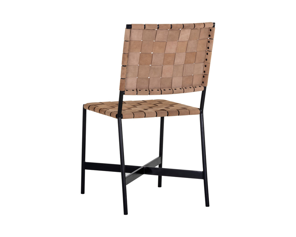 Omari Dining Chair - Suede Light Tan Leather | Sunpan Furniture - 106717