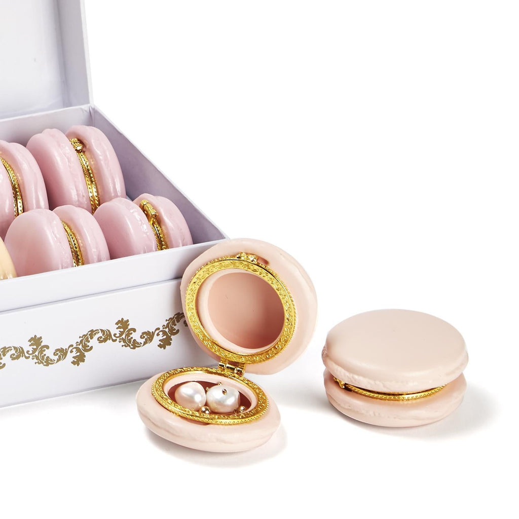 Two's Company Macaron Limoges Trinket Boxes in Display Box (includes 5 Colors: Pistachio, Rose, Peach, Lavender, Lemon)