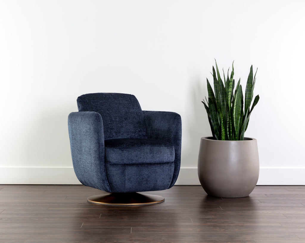 Gilley Swivel Lounge Chair - Bergen Navy | Sunpan Furniture - 109310