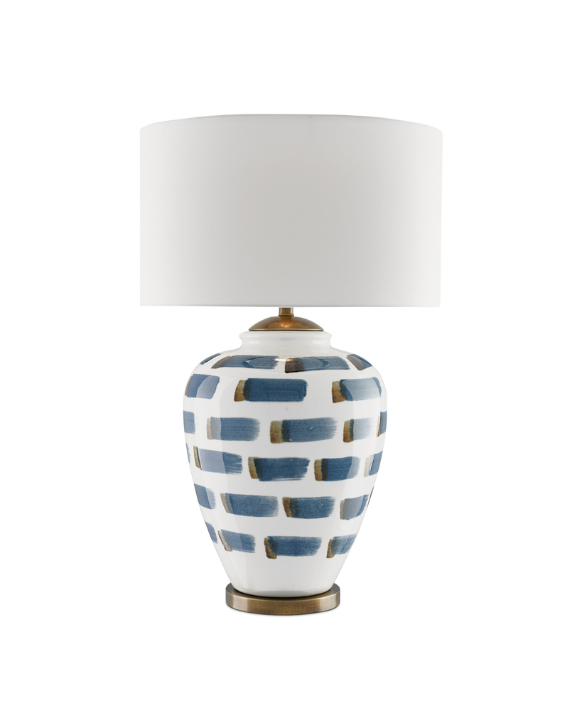 Currey & Co Brushstroke Blue & White Table Lamp | 6000-0019