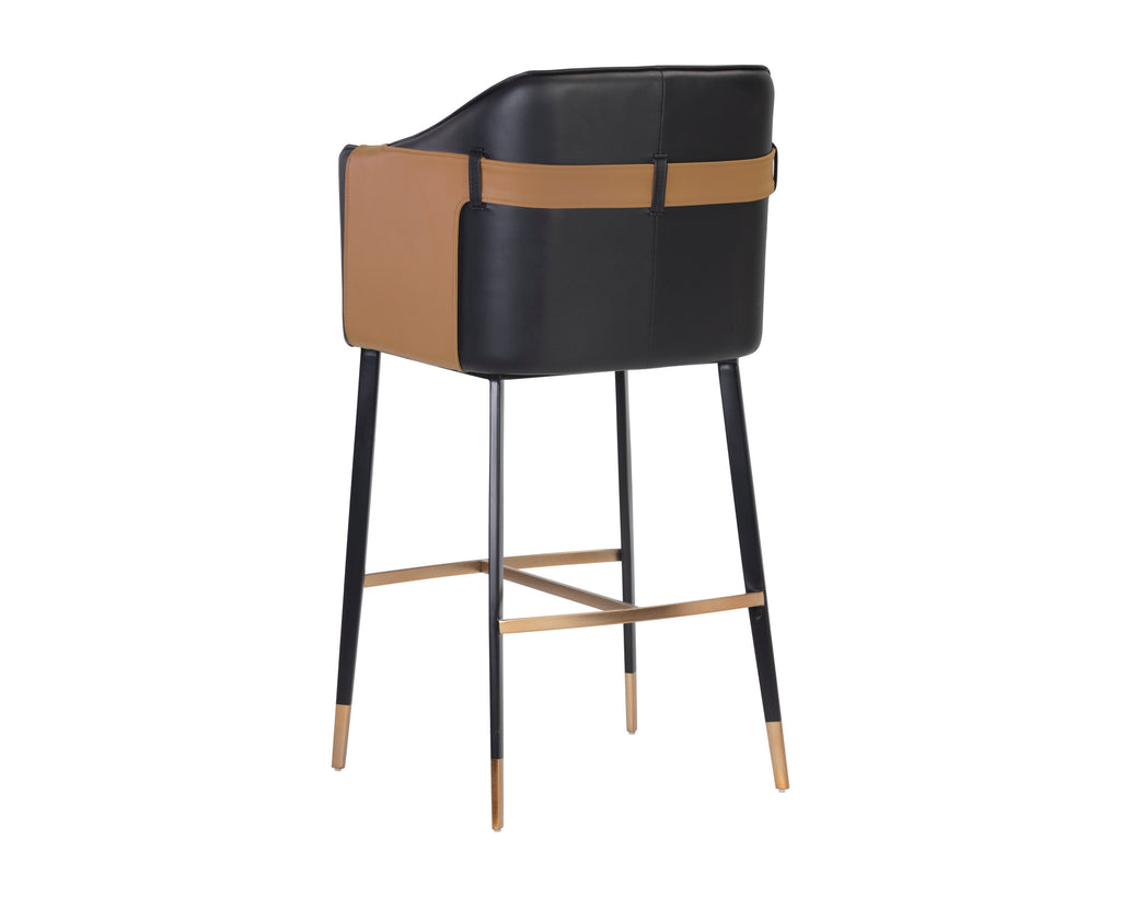 Carter Barstool - Napa Black / Napa Cognac | Sunpan Furniture - 106432