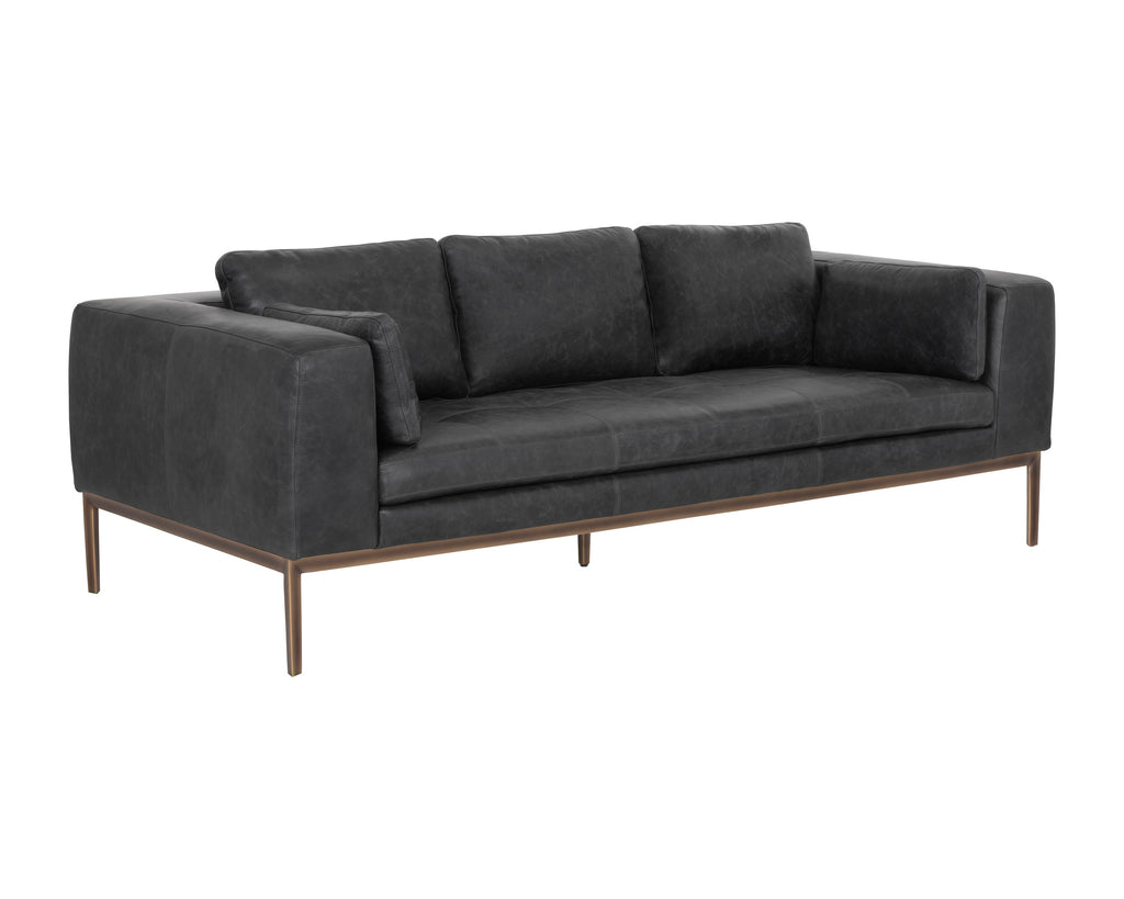 Burr Sofa - Serbia Black Leather | Sunpan Furniture - 106140