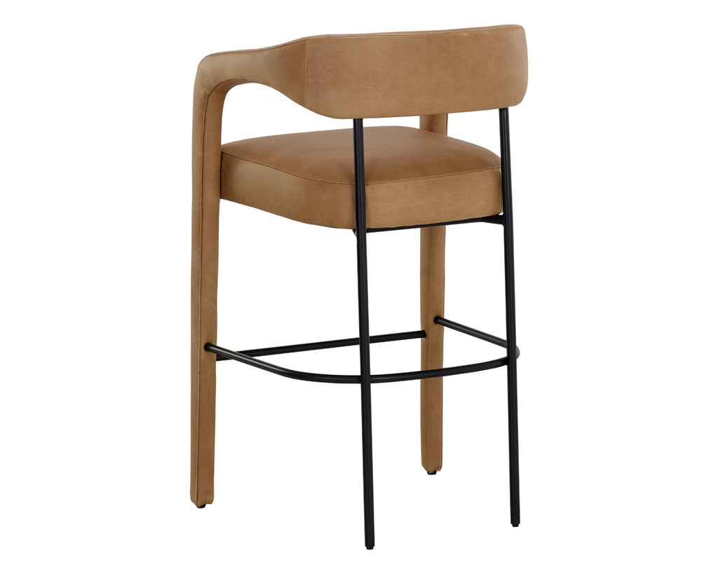 Mavia Barstool - Ludlow Sesame Leather | Sunpan Furniture - 111529