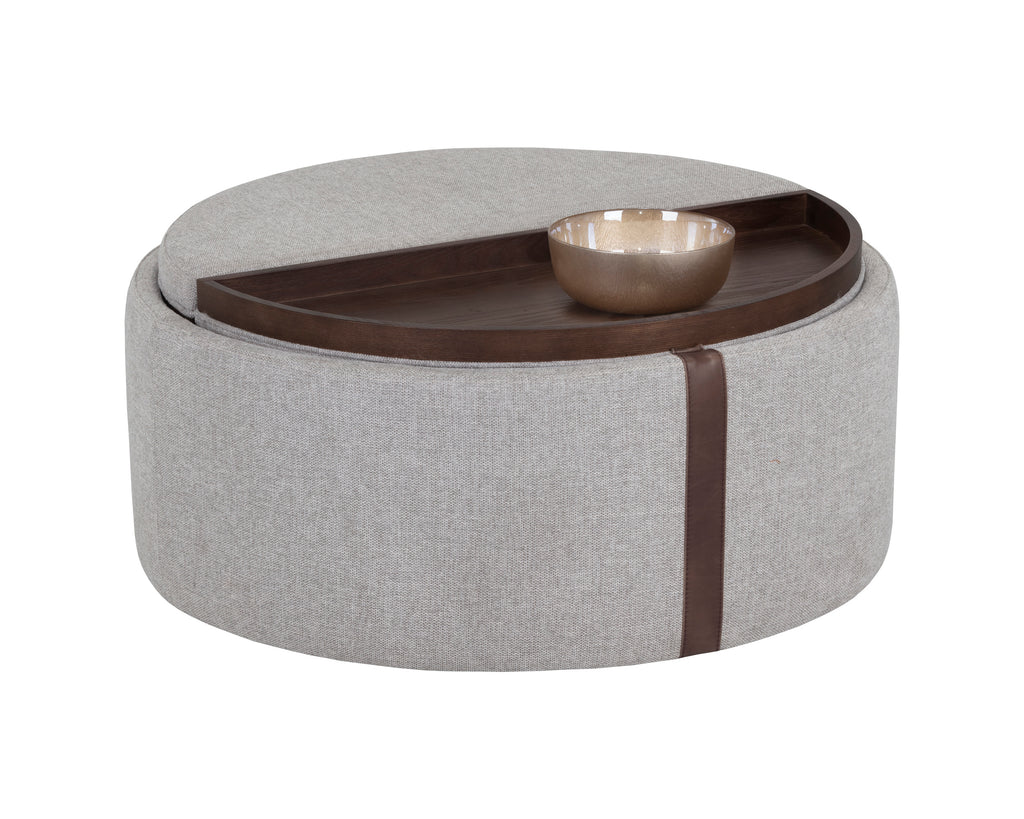 Borelli Wheeled Storage Ottoman - Belfast Heather Grey / Autumn Chestnut | Sunpan Furniture - 