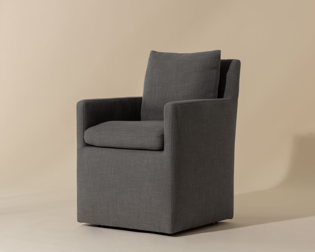 Glenrose Wheeled Dining Armchair - Effie Smoke | Sunpan Furniture - 106571