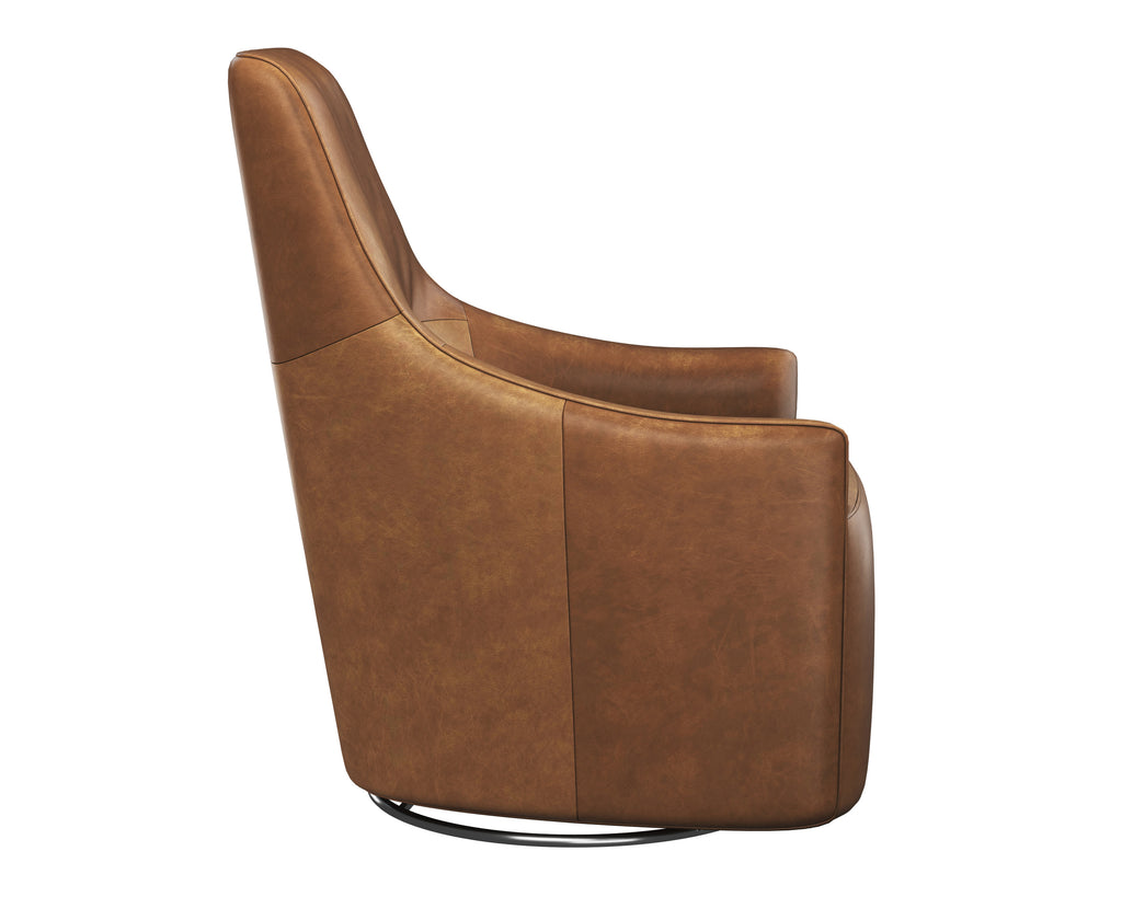 Carmine Swivel Lounge Chair - Cognac Leather | Sunpan Furniture - 111264