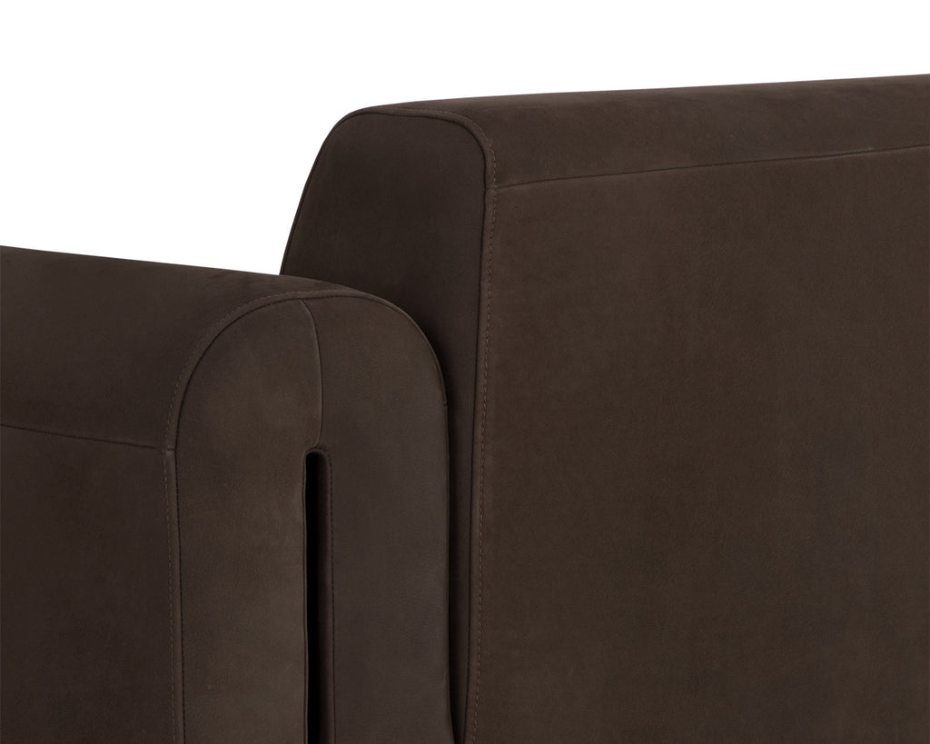 Romer Armchair - Gold - Nubuck Cocoa Leather | Sunpan Furniture - 111838