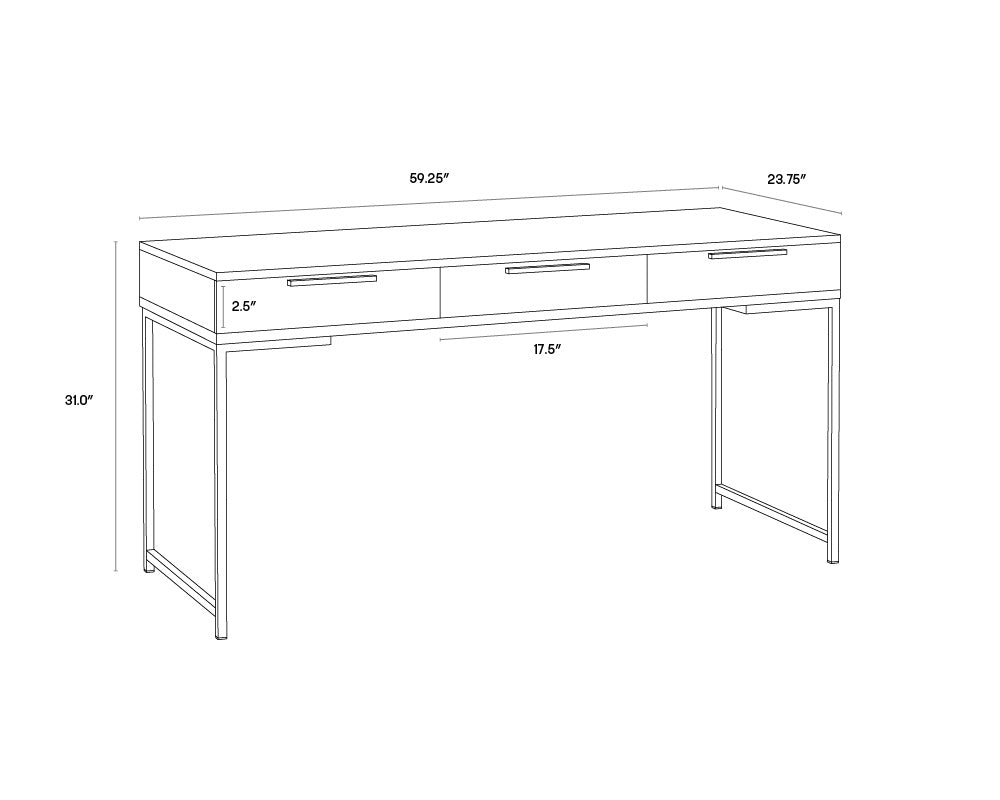 Rebel Desk - Champagne Gold - Cream | Sunpan Furniture - 108077