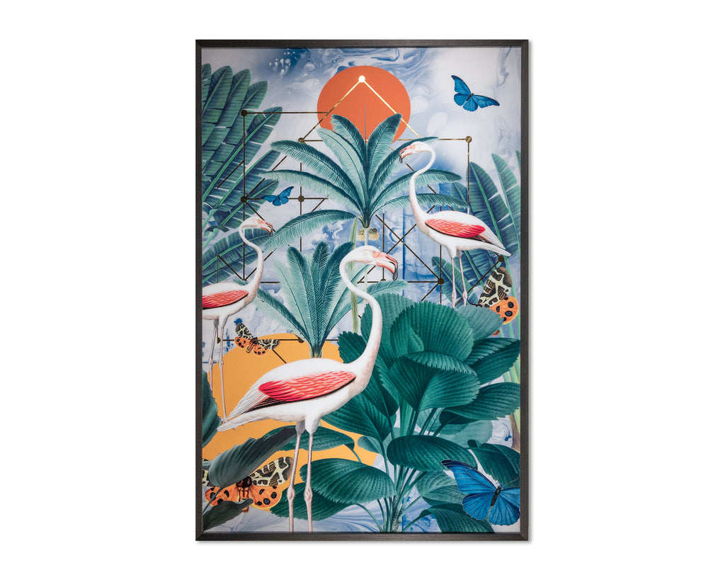 Three Flamingos - 48" X 72" - Charcoal Frame | Sunpan Furniture - A0313