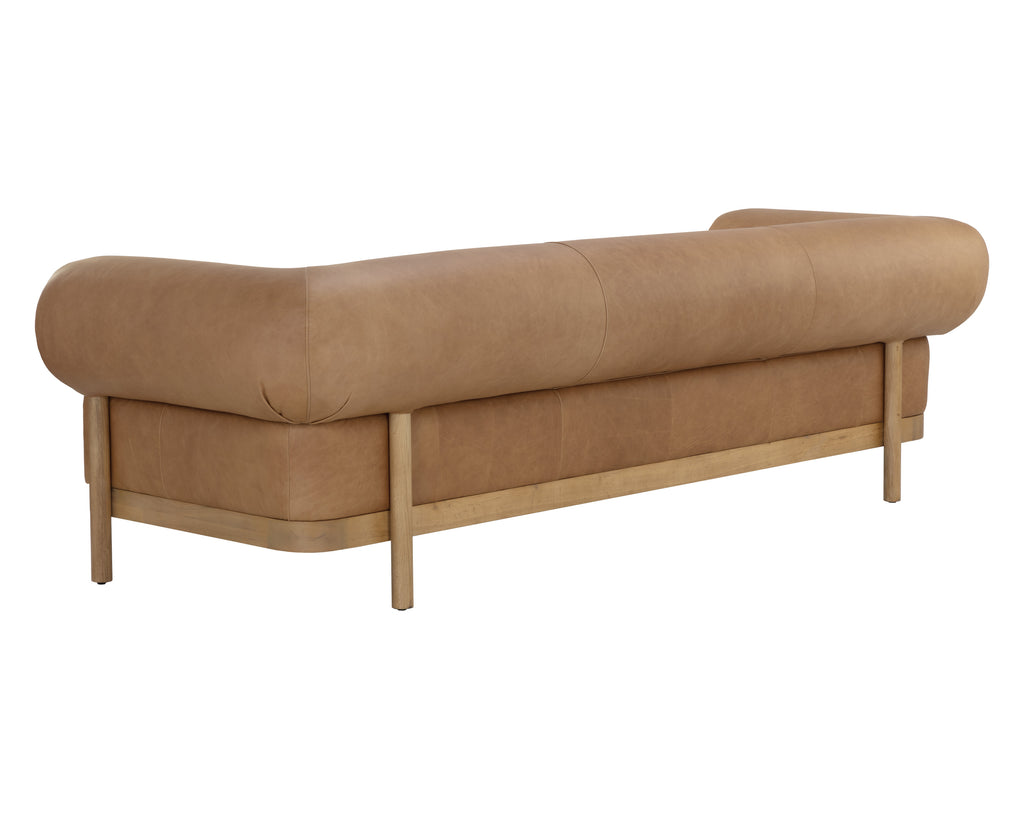 Bromley Sofa - Rustic Oak - Ludlow Sesame Leather | Sunpan Furniture - 111589