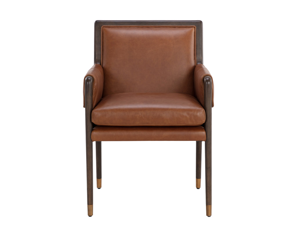 Mauti Dining Armchair - Brown - Shalimar Tobacco Leather | Sunpan Furniture - 111655