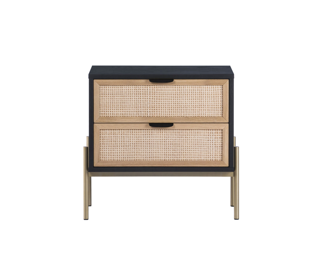 Avida Nightstand - Gold - Black/Natural | Sunpan Furniture - 107163