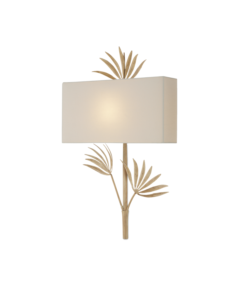 Currey & Co Calliope Coco Cream Wall Sconce, White Shade | 5900-0049