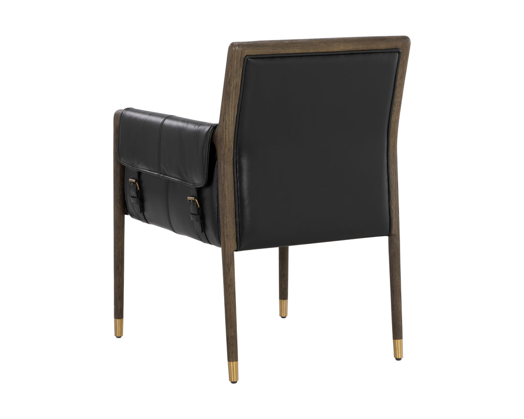 Mauti Dining Armchair - Distressed Brown - Cortina Black Leather | Sunpan Furniture - 111656