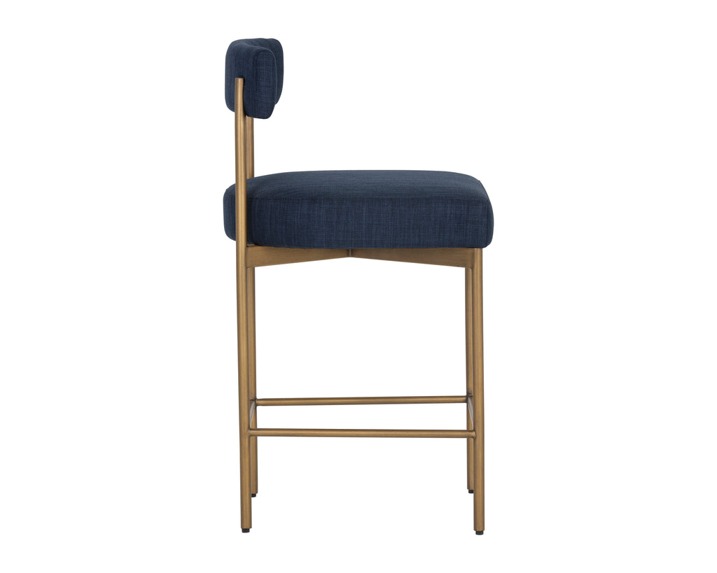 Seneca Counter Stool - Antique Brass - Arena Navy | Sunpan Furniture - 106060