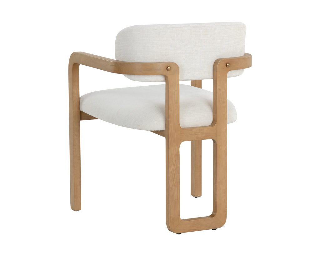 Madrone Dining Armchair - Rustic Oak - Heather Ivory Tweed | Sunpan Furniture - 111584