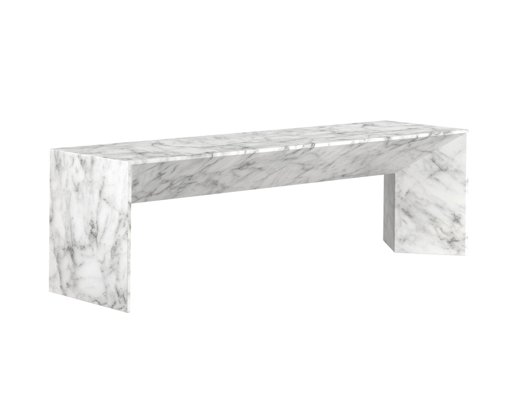 Nomad Bench - Marble Look - White | Sunpan Furniture - 108021