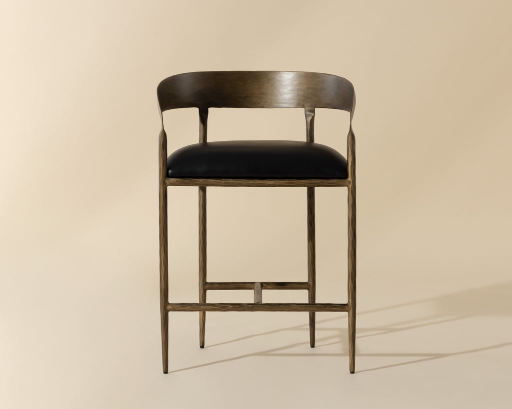 Zanatta Counter Stool - Charcoal Black Leather | Sunpan Furniture - 111000