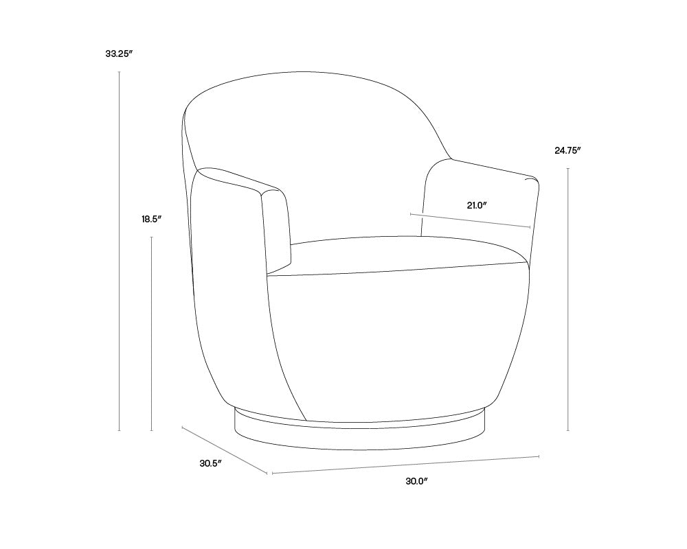 Casey Swivel Lounge Chair - Nono Shitake | Sunpan Furniture - 106401