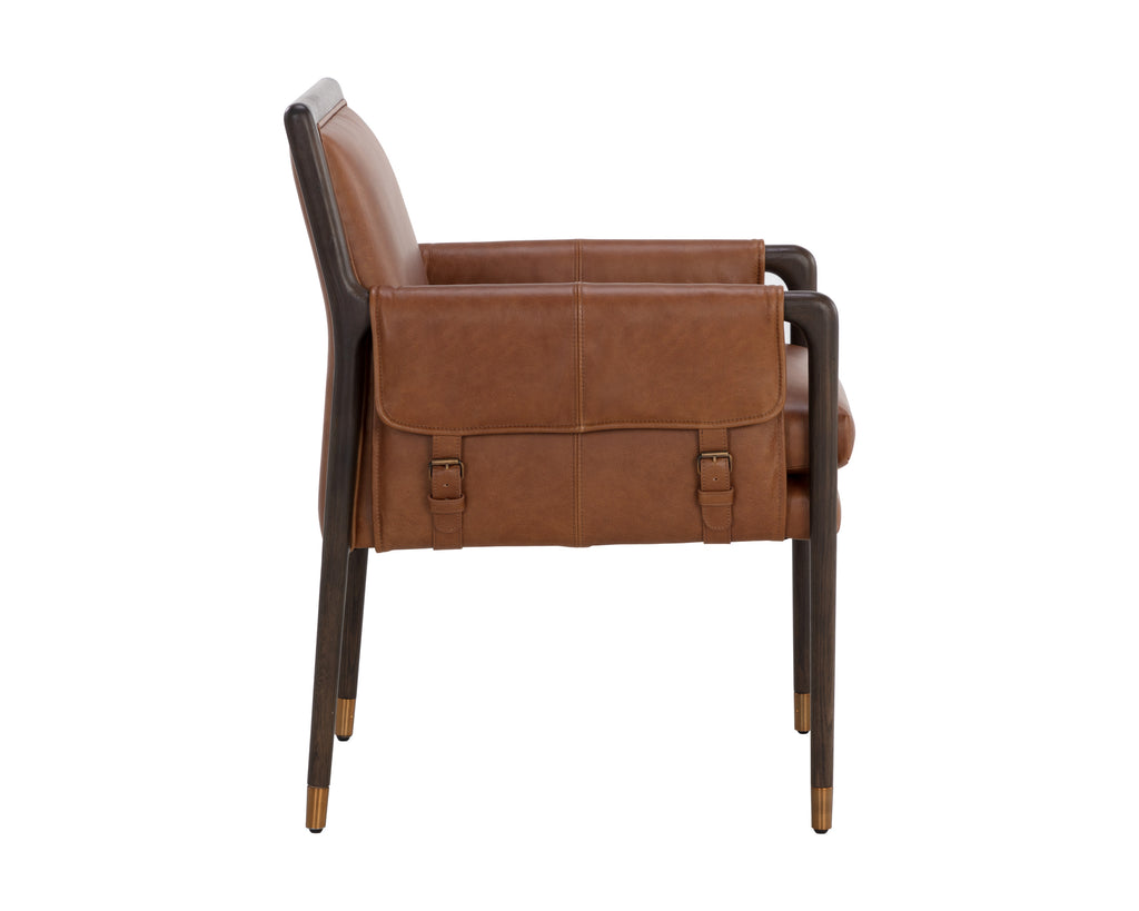 Mauti Dining Armchair - Brown - Shalimar Tobacco Leather | Sunpan Furniture - 111655