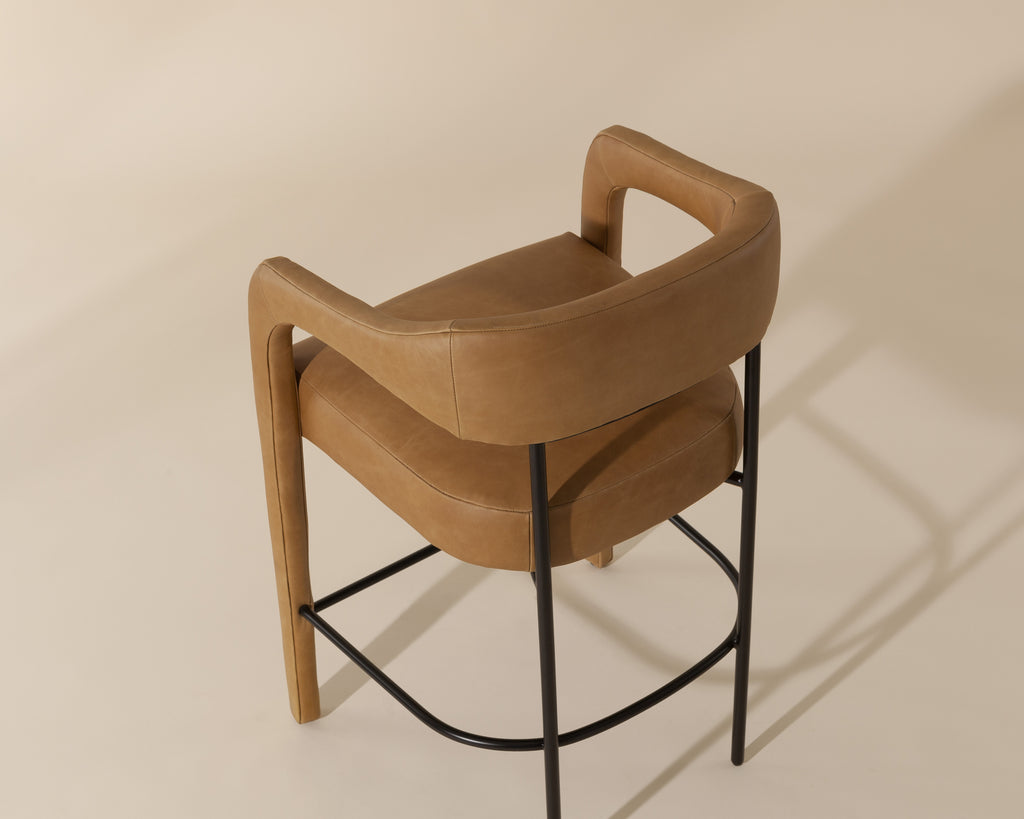 Mavia Counter Stool - Ludlow Sesame Leather | Sunpan Furniture - 111454