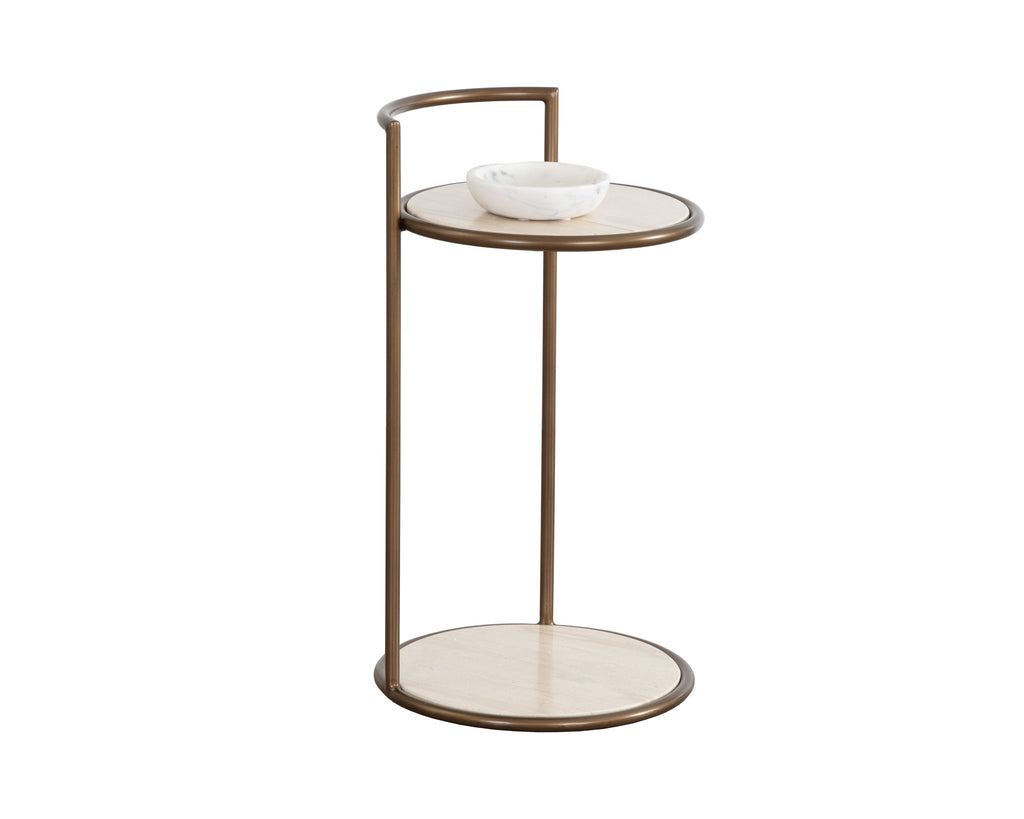 Parga End Table - Rustic Bronze - Travertine Look | Sunpan Furniture - 111256