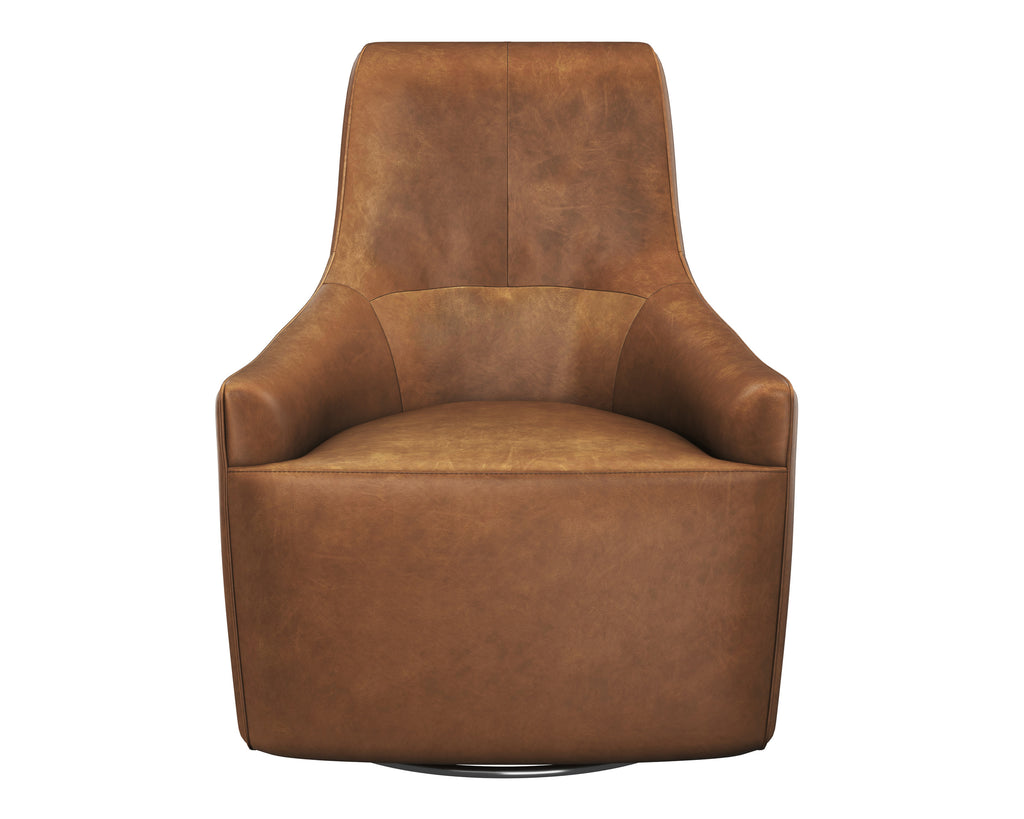 Carmine Swivel Lounge Chair - Cognac Leather | Sunpan Furniture - 111264