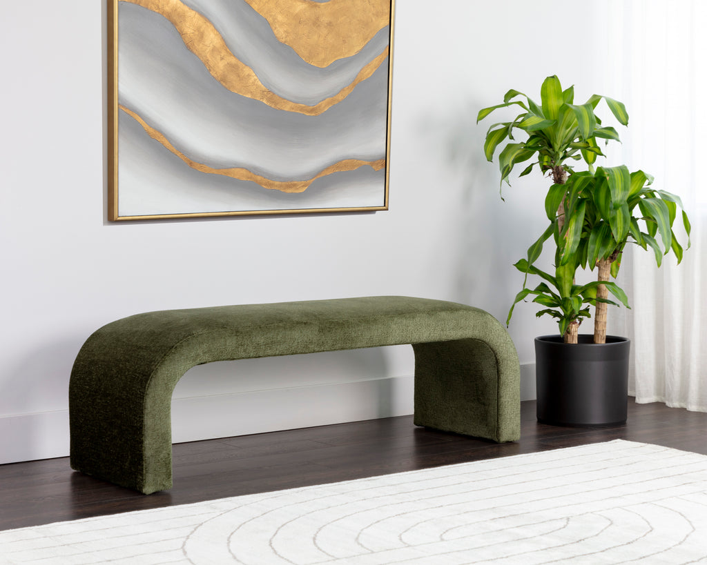 Nahara Bench - Bergen Olive | Sunpan Furniture - 109216