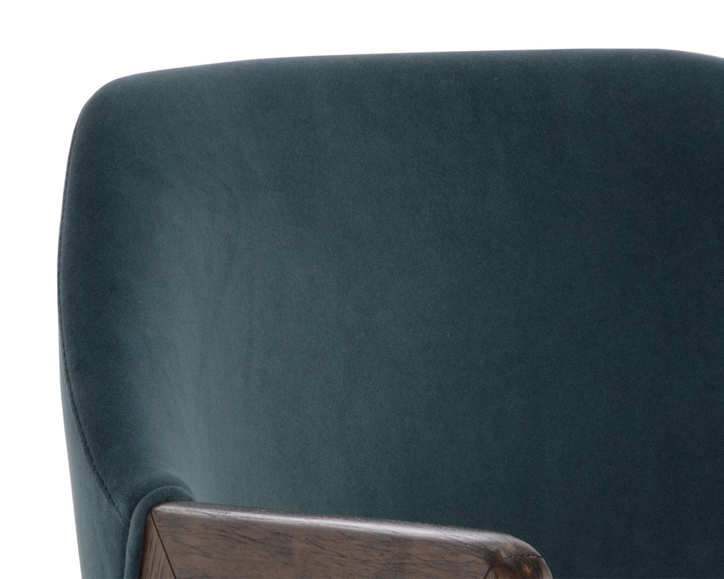 Milton Dining Armchair - Smoke Acacia - Meg Dusty Teal | Sunpan Furniture - 109807